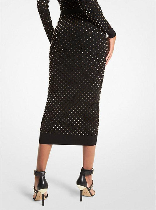 Studded Stretch Viscose Pencil Skirt