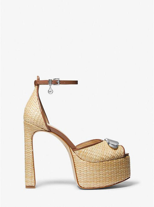 Martina Straw Peep-Toe Platform Pump