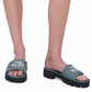 The Slide Denim Monogram Sandals