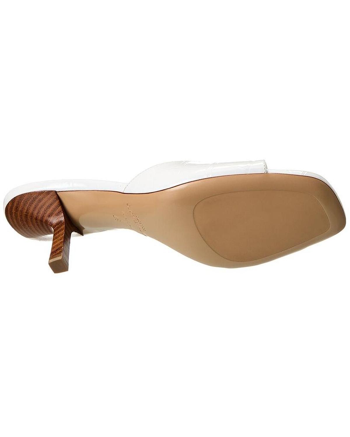 Anita Runway Croc-Embossed Leather Sandal
