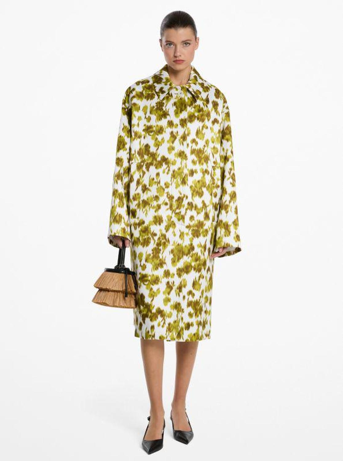 Floral Chiné Satin Duchesse Oversized Balmacaan