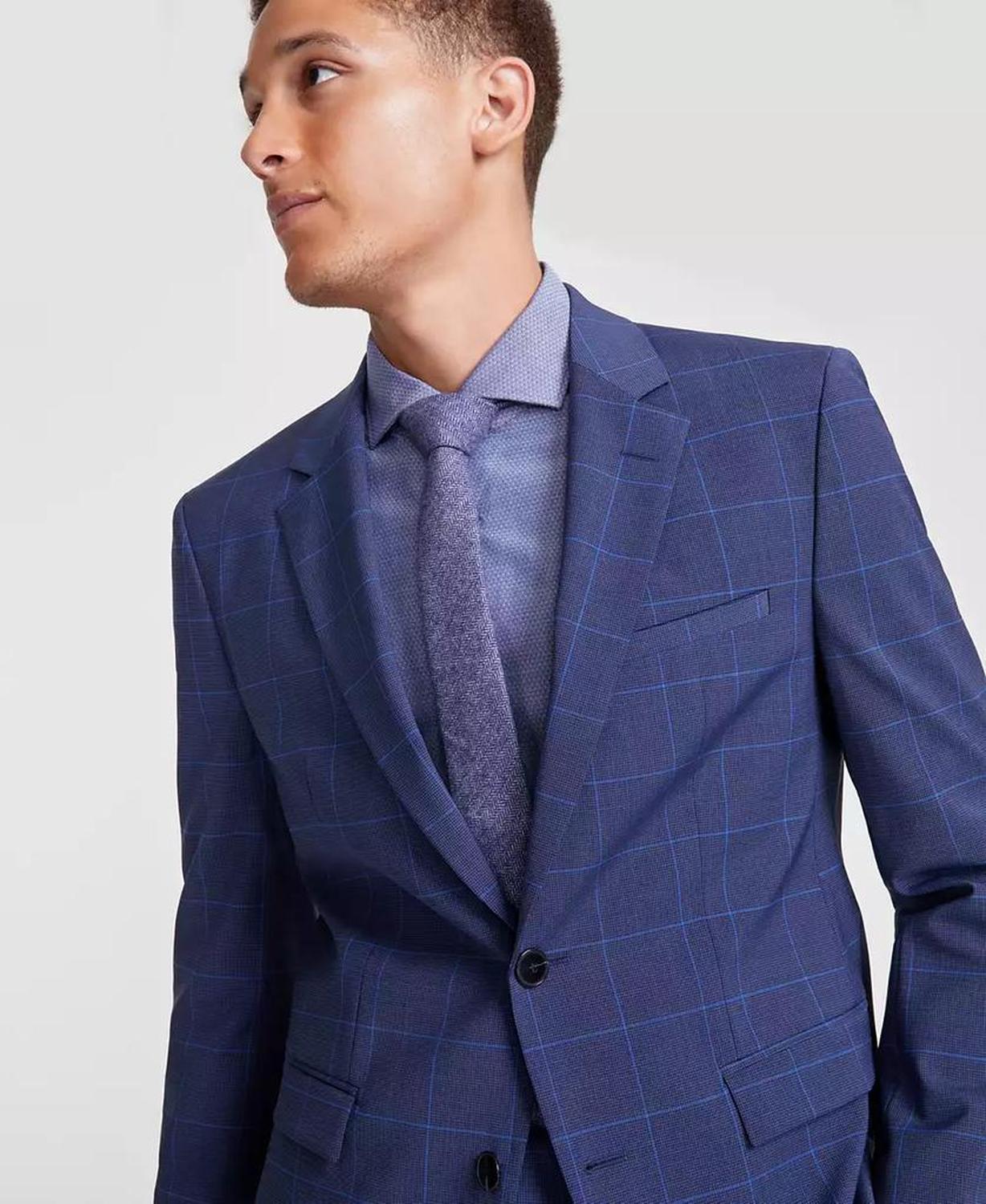 Men's Modern-Fit Windowpane Check Suit Jacket