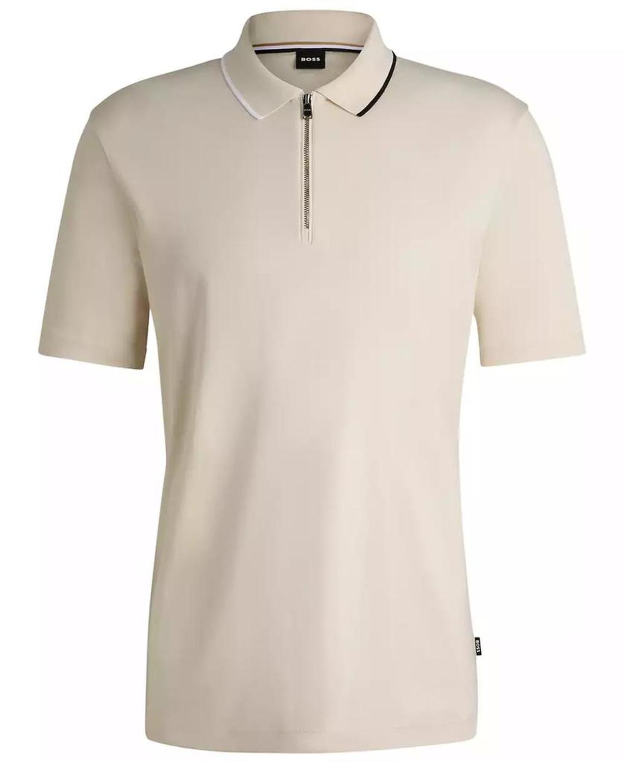 Men's Zip-Neck Interlock Polo Shirt