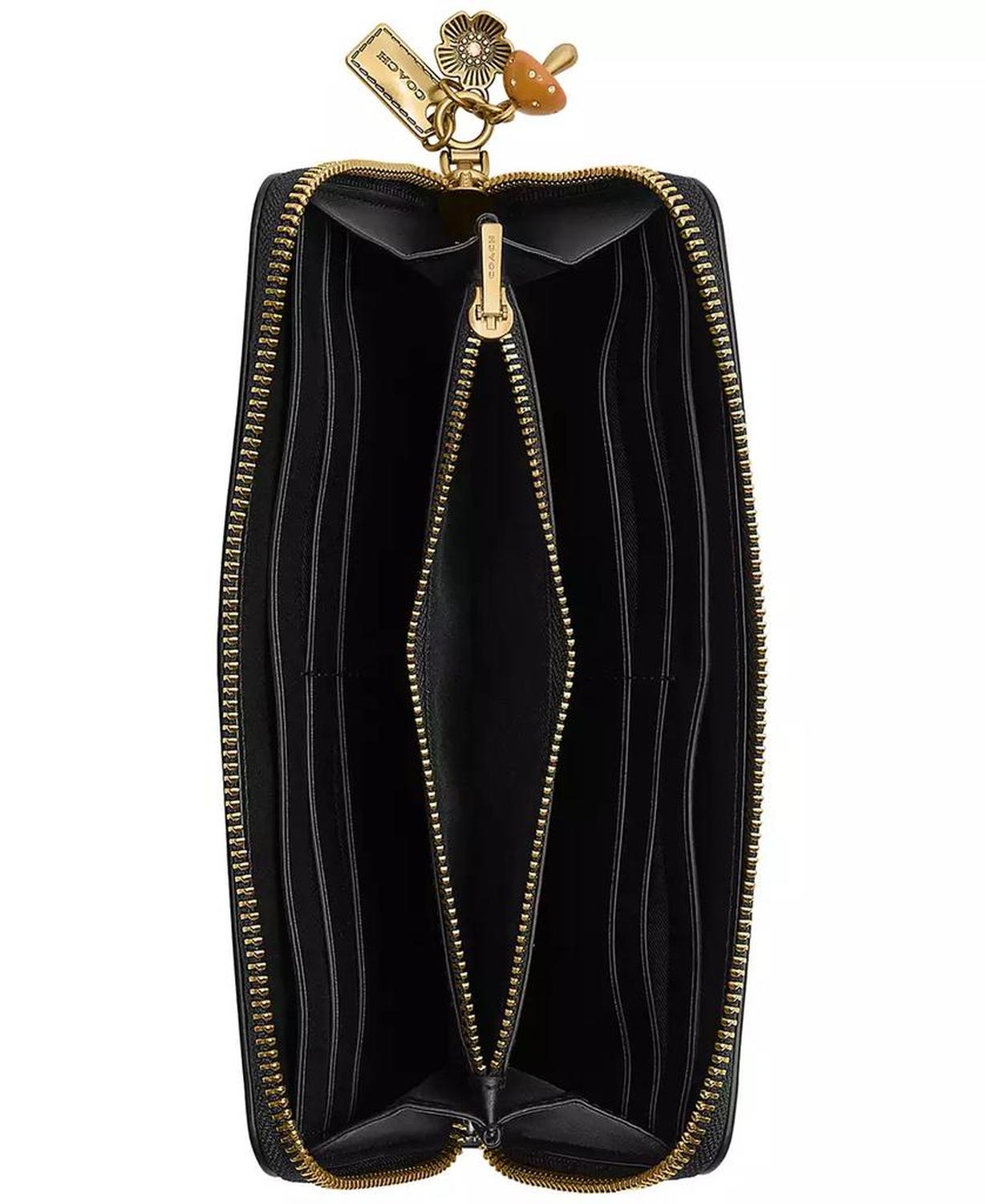 Essential Slim Spazzolato Leather Zip Around Wallet with Charm