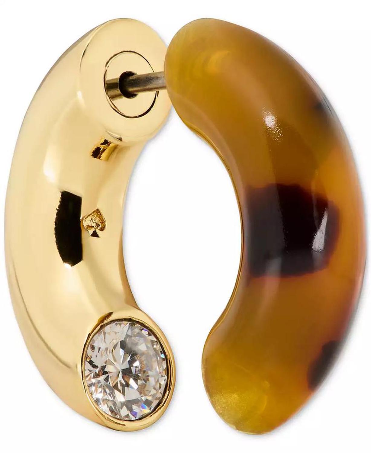 Gold-Tone Interlock Tortoise Huggie Earrings