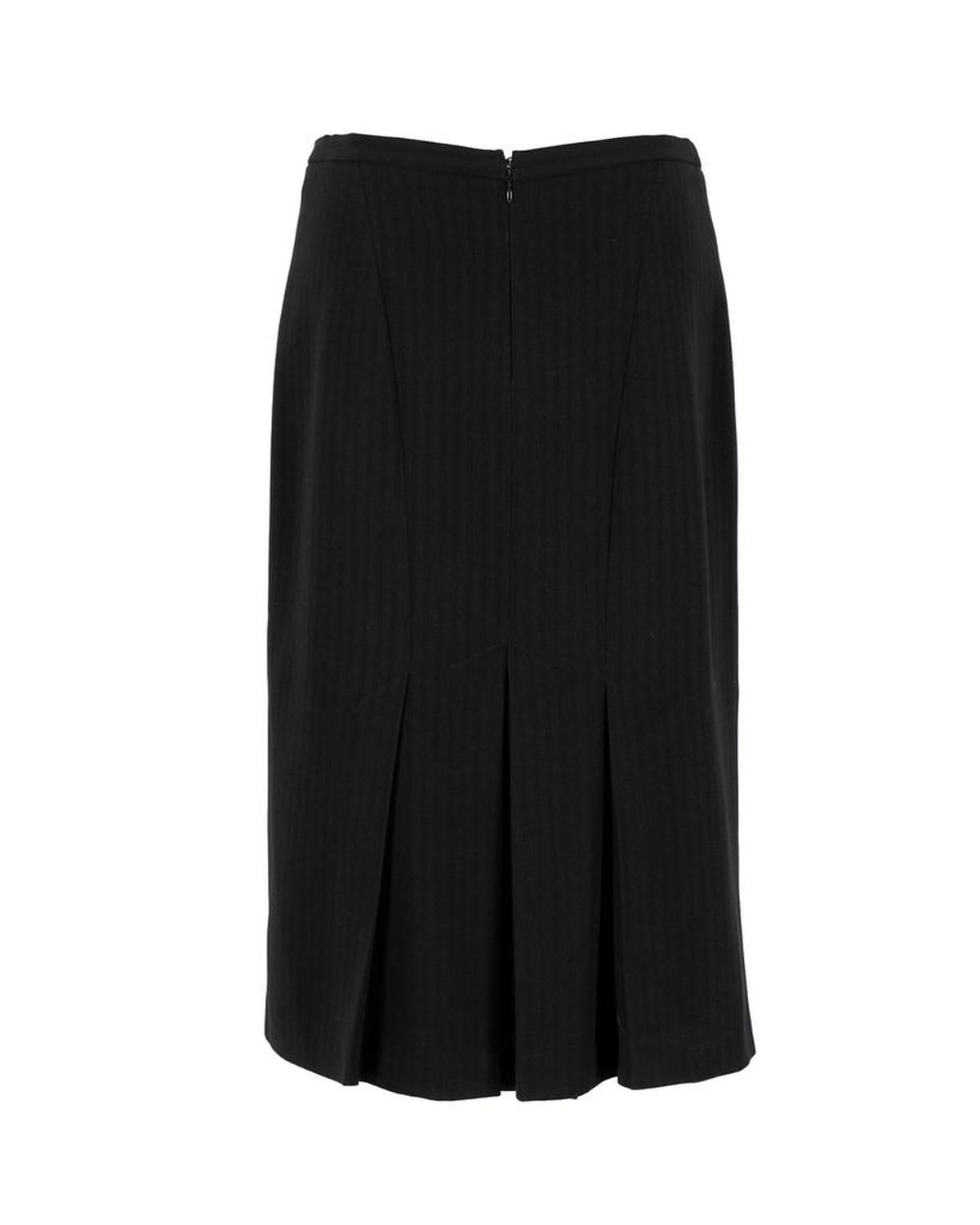 Striped Midi Pencil Skirt in Black Triacetate