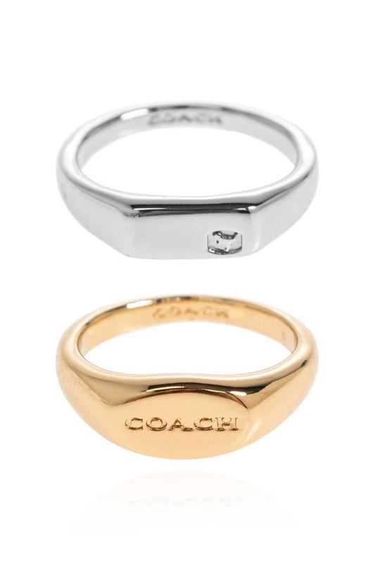 Coach Logo Engraved Set Of Two Rings