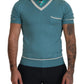 Dolce & Gabbana Elegant Silk Polo Tee with Boat Collar Print