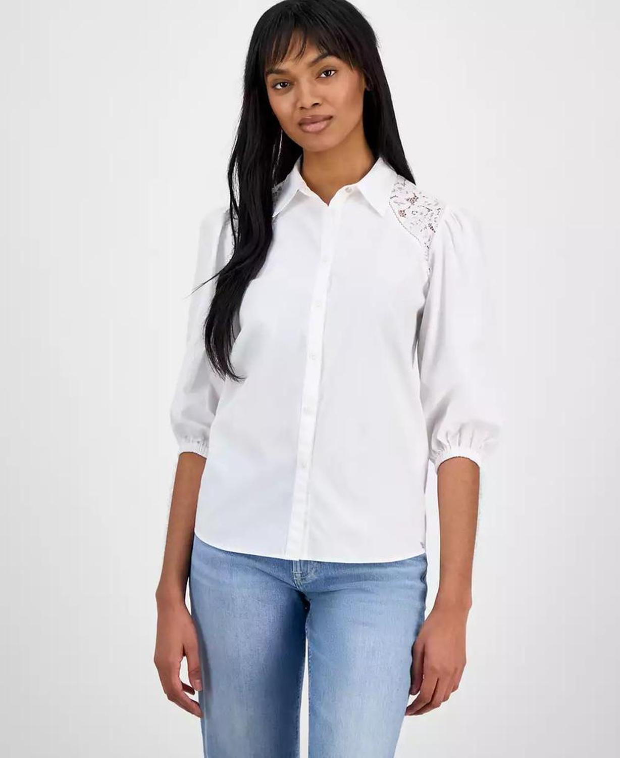 Women's 3/4-Sleeve Button-Up Blouse