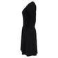 V-Neck 3/4 Sleeve Midi Dress in Black Wool
