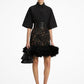 Hand-Embroidered Floral Lace and Fringe Skirt