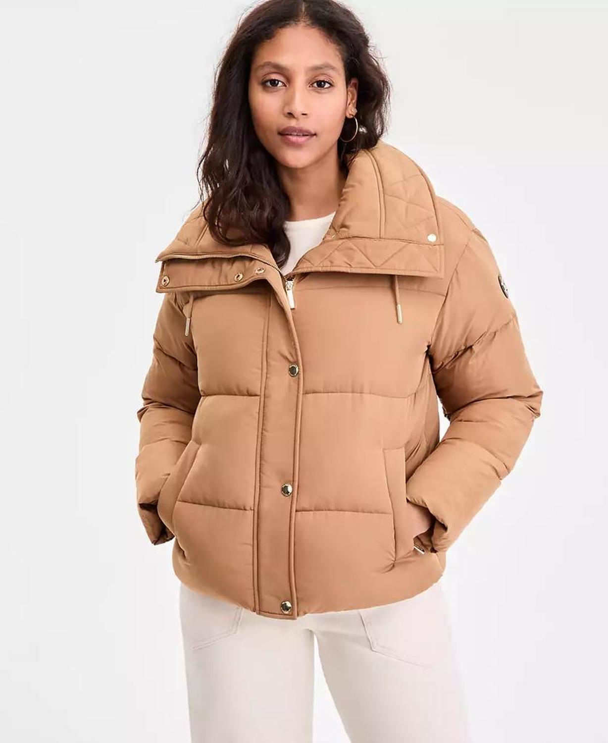 Women's Drawstring-Collar Puffer Coat