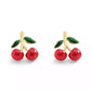 Red Enamel Cherry Cluster Stud Earrings