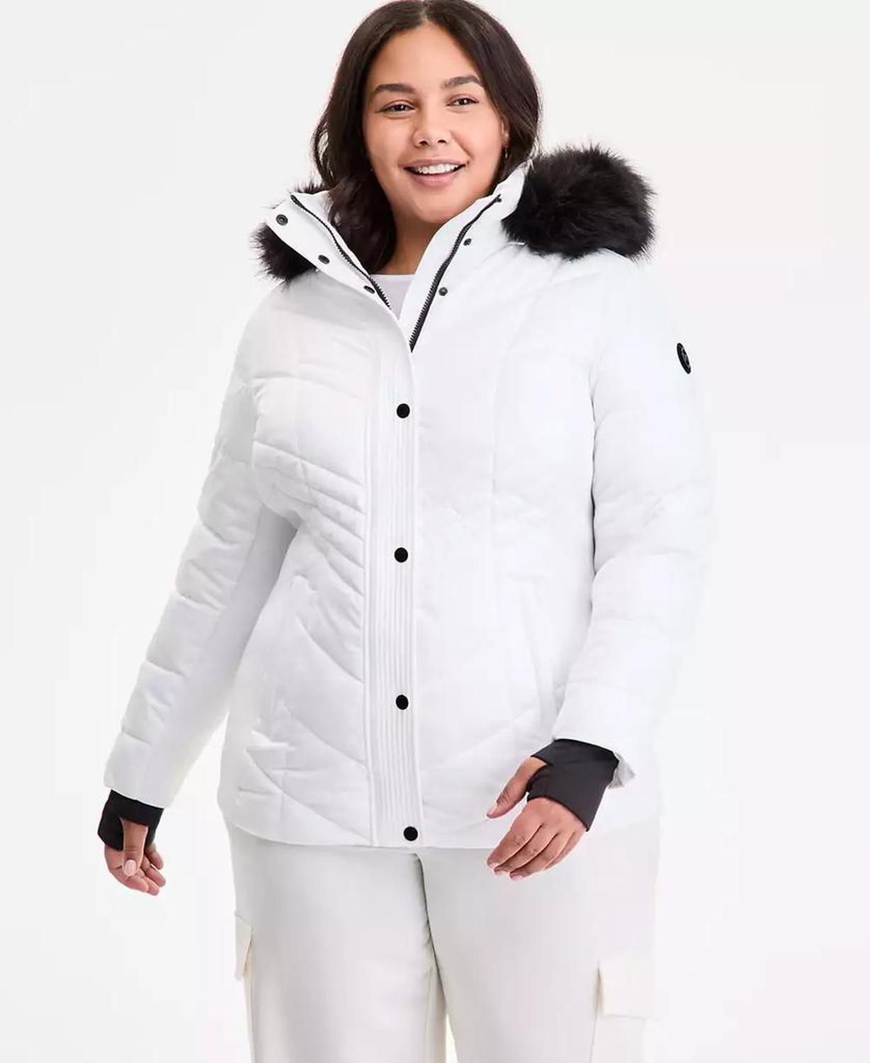 Plus Size Faux-Fur-Trim Hooded Puffer Coat, Exclusively at Macy's