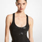 Hand-Embroidered Sequin Stretch Jersey Bodysuit