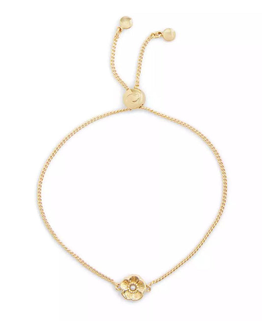 Faux Cultivated Pearl Signature Tea Rose Slider Bracelet
