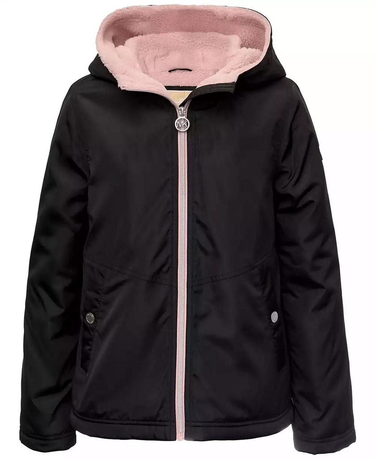 Michael Kors Big Girls Fleece-Lined Full-Zip Hooded Rain Jacket