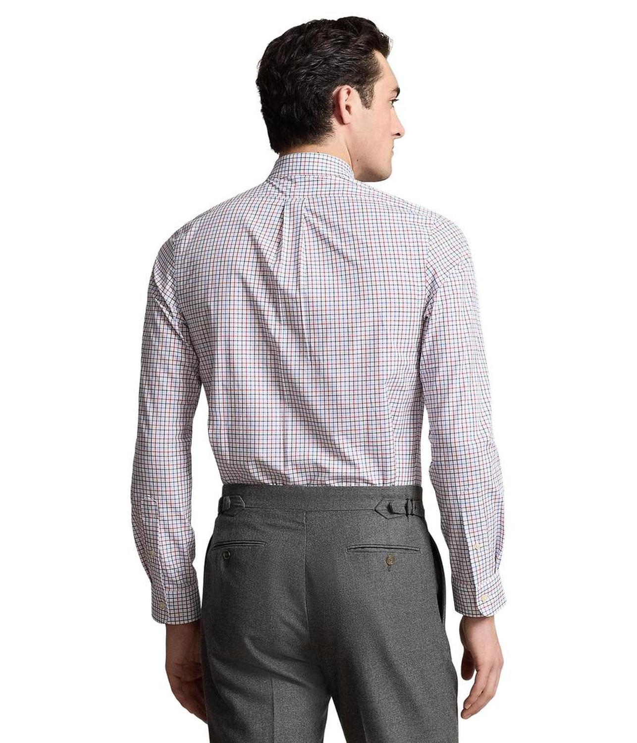 Classic Fit Plaid Stretch Poplin Shirt
