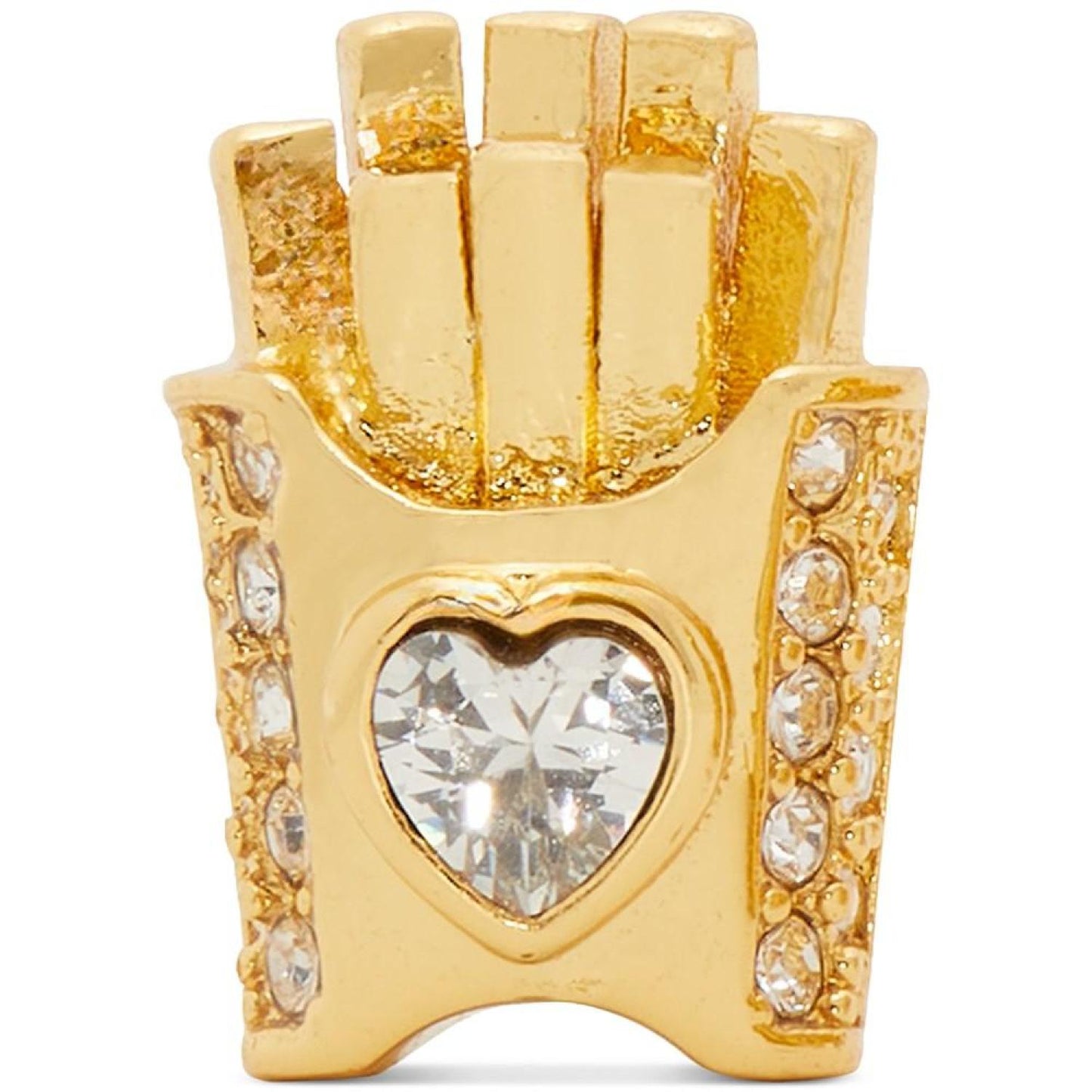 Gold-Tone Stone Accented French Fries Stud Earrings
