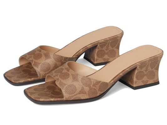 Sculpted C Coated Canvas Block Heel Sandals