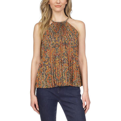 Womens Chain Pleated Tank Top