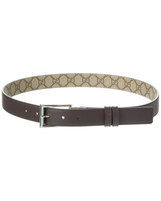 Gucci Reversible GG Supreme Canvas & Leather Belt