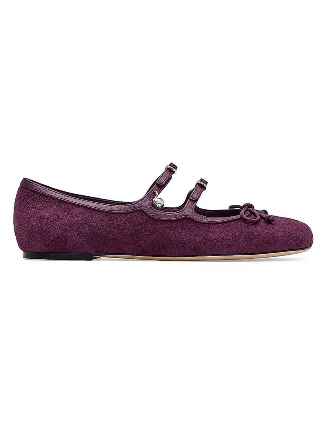 The Kiki Bow-Detailed Suede Ballerina Flats