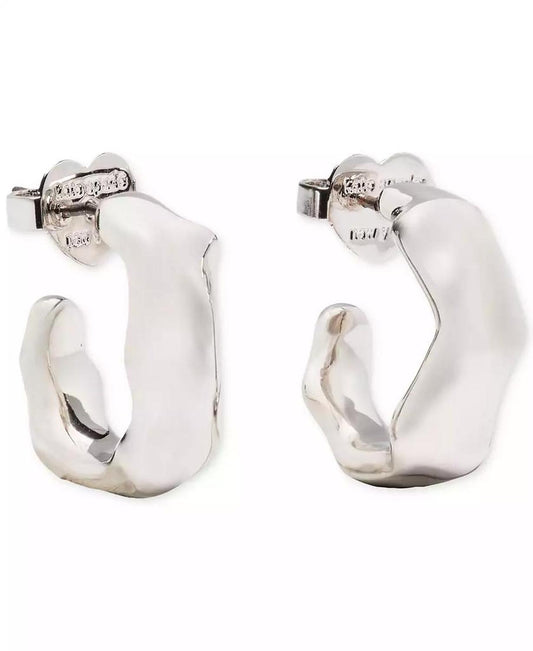 Silver-Tone Molten Hoop Earrings