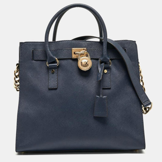 Michael Michael Kors Navy Leather Large Hamilton North South Tote