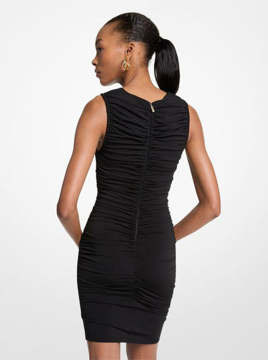 Ruched Stretch Matte Jersey Mini Dress