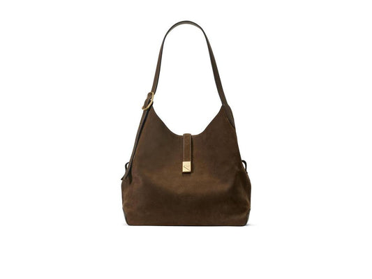 Deco Pebbled Leather And Suede Large Shoulder Bag