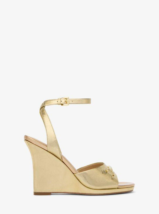 Carson Metallic Leather Wedge Sandal