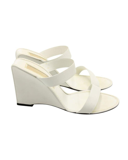 Michael Kors Slip-On Wedge Mules in White Leather
