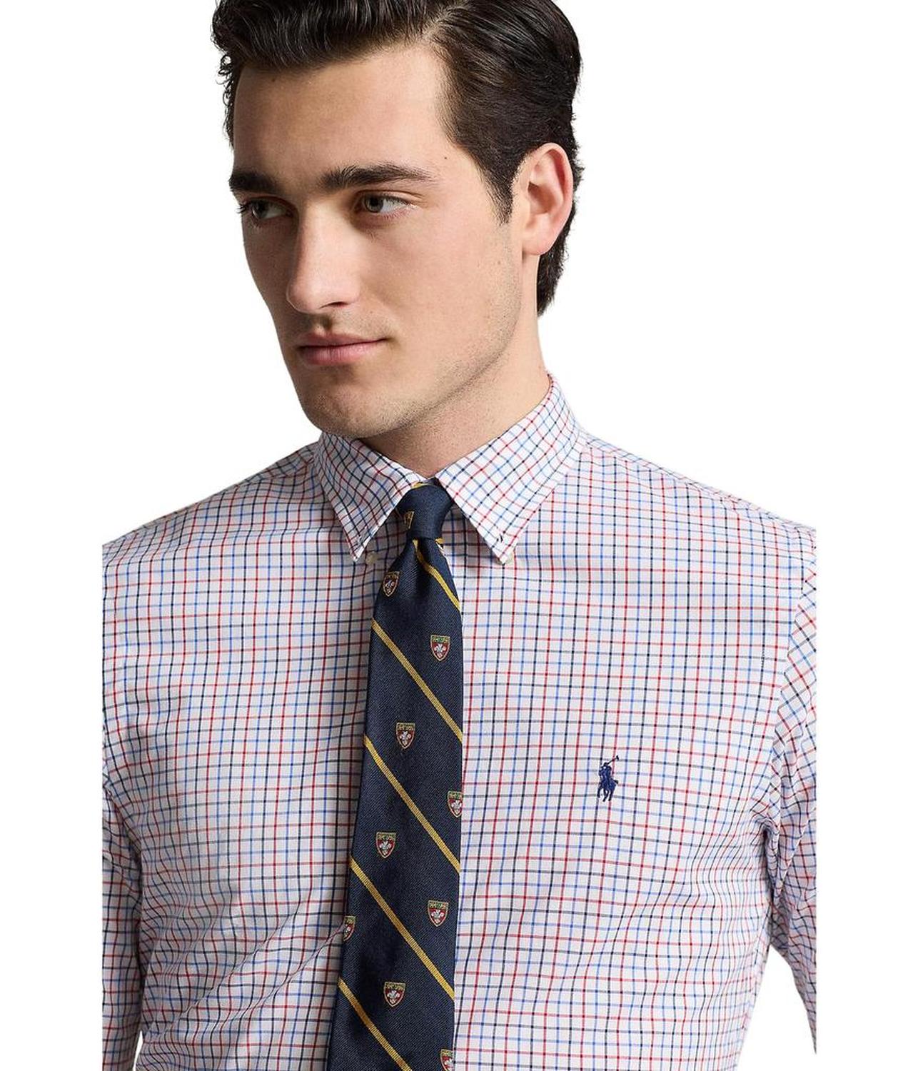 Classic Fit Plaid Stretch Poplin Shirt