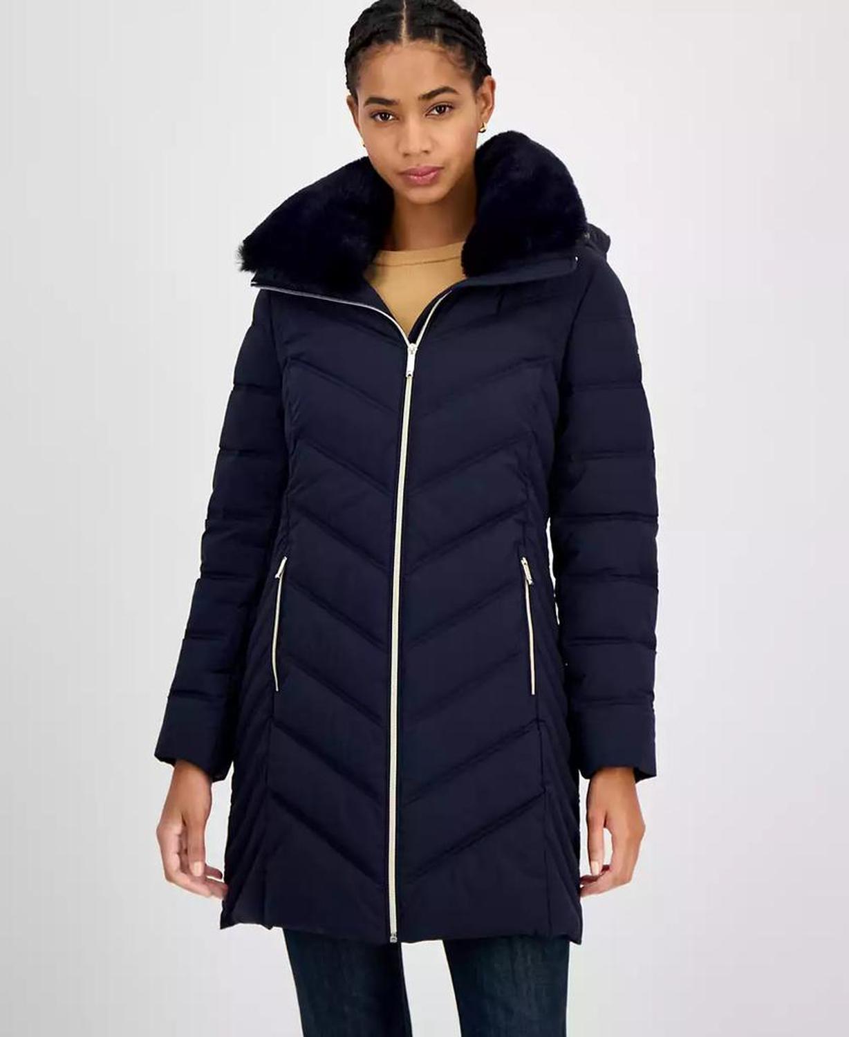 Women's Faux-Fur-Trim Hooded Puffer Coat