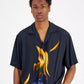 Men's Oversized-Fit Printed Button-Down Camp Shirt