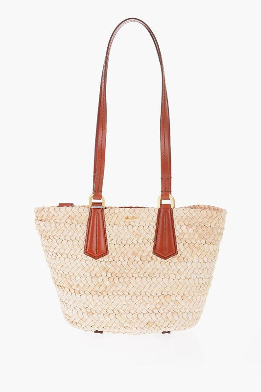 Braided Straw Panierm Tote Bag With Double Handle