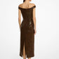 Hand-Embellished Paillettes Crepe Off-The-Shoulder Dress