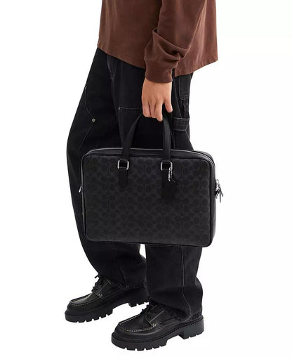 Men's Caden Brief Signature Coated Canvas Laptop Bag