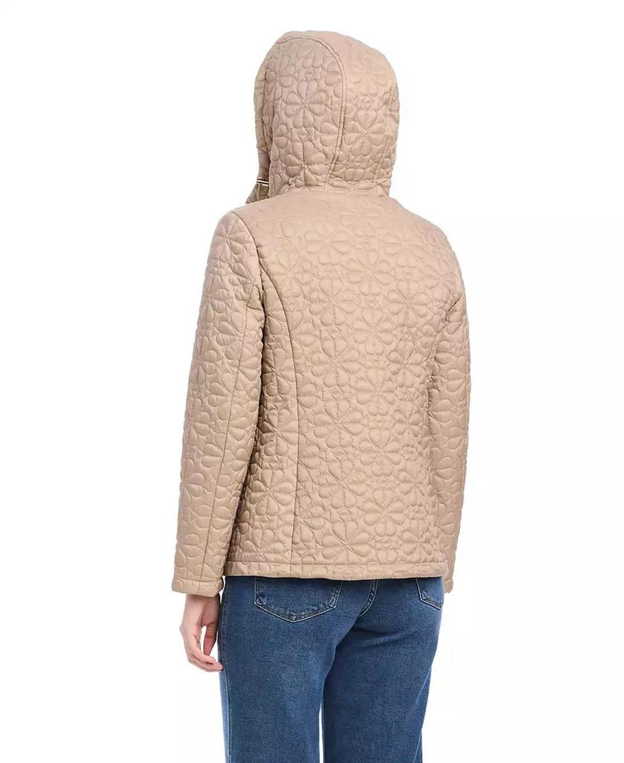 Women's Short Spade Flower Quilted Jacket W/ Hood