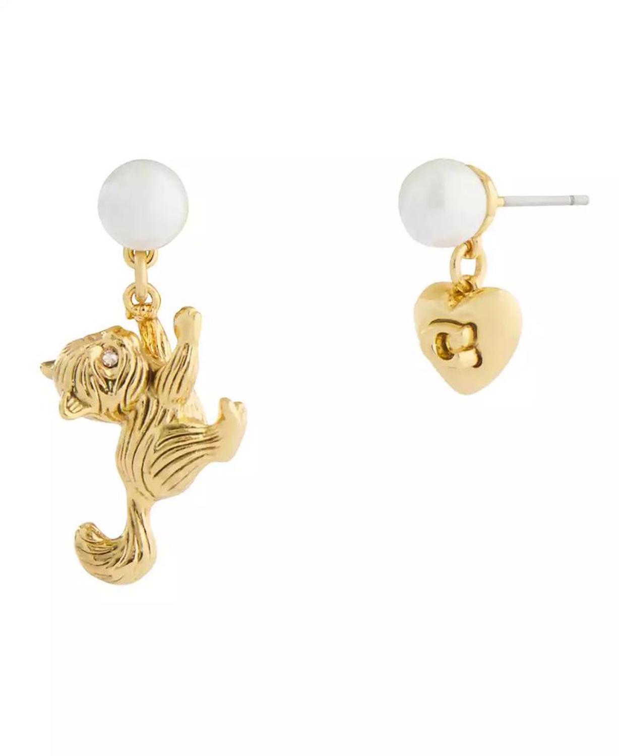 Gold Plated Signature Mismatch Cat Earrings