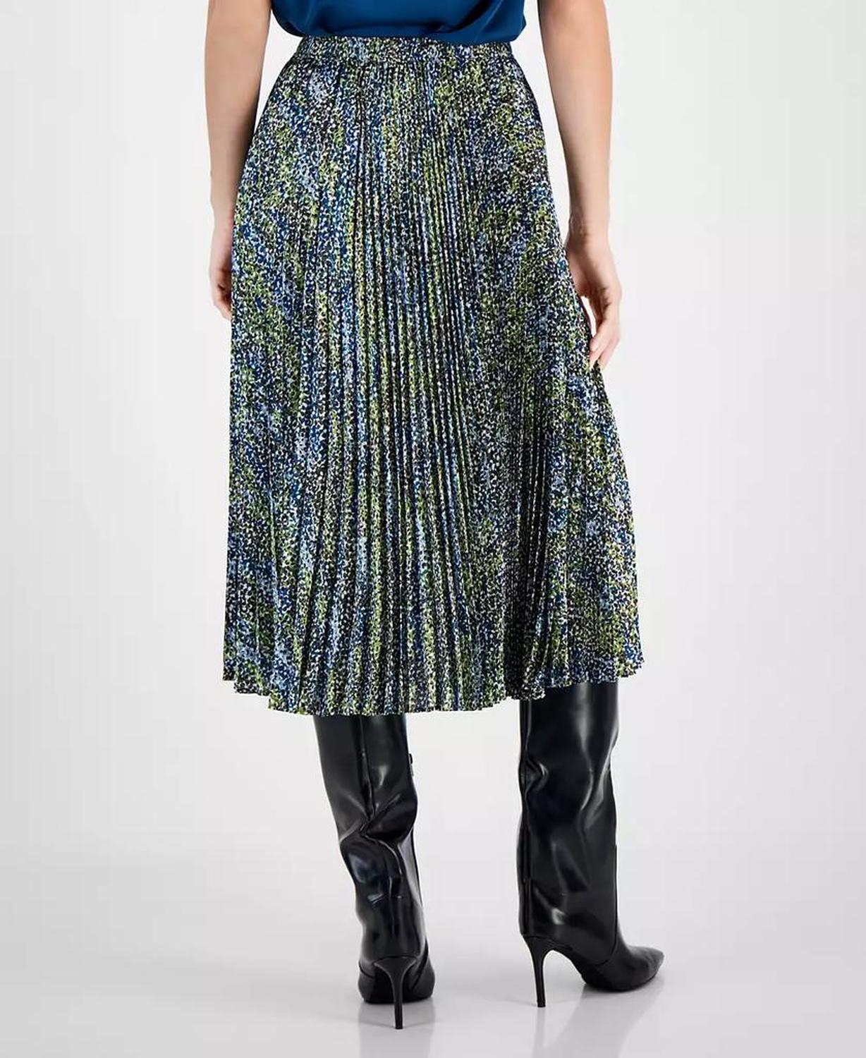 Women's Printed Pleated A-Line Pull-On Skirt