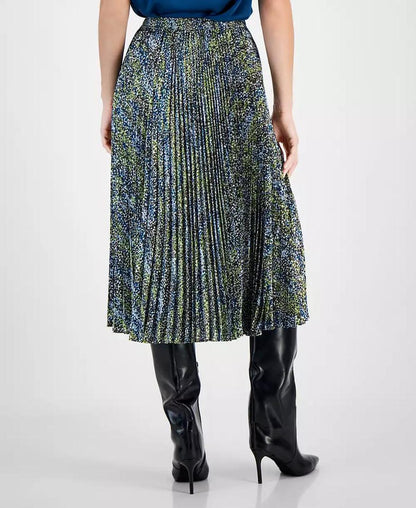 Women's Printed Pleated A-Line Pull-On Skirt
