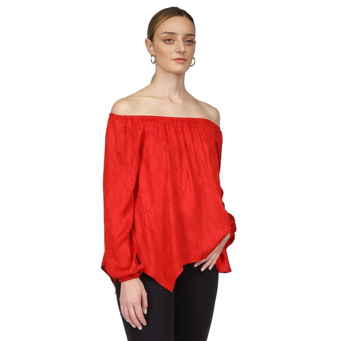 Women's Off-The-Shoulder Jacquard-Print Top