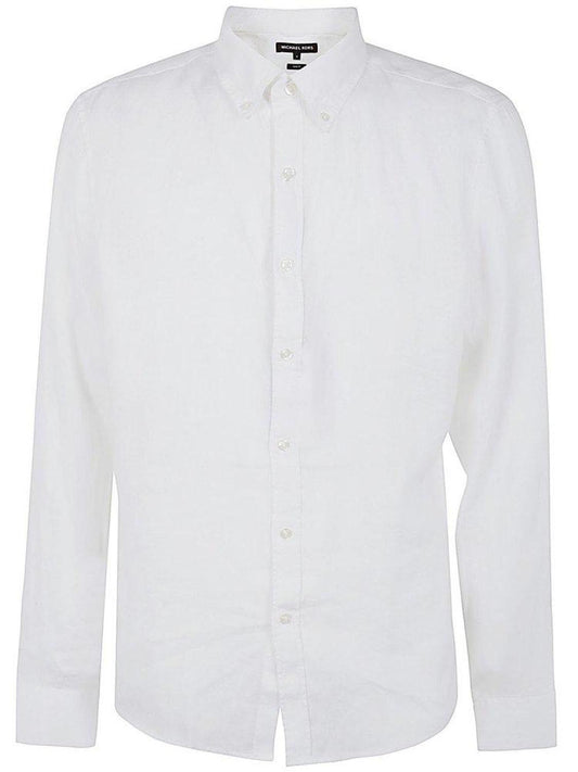 Michael Kors Slub-Texture Curved Hem Shirt