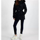 Belted Faux-Fur-Trim Hooded Puffer Coat In Black