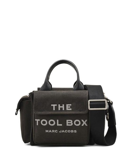 Compact Black Canvas Bag With Logo And Multiple Pockets