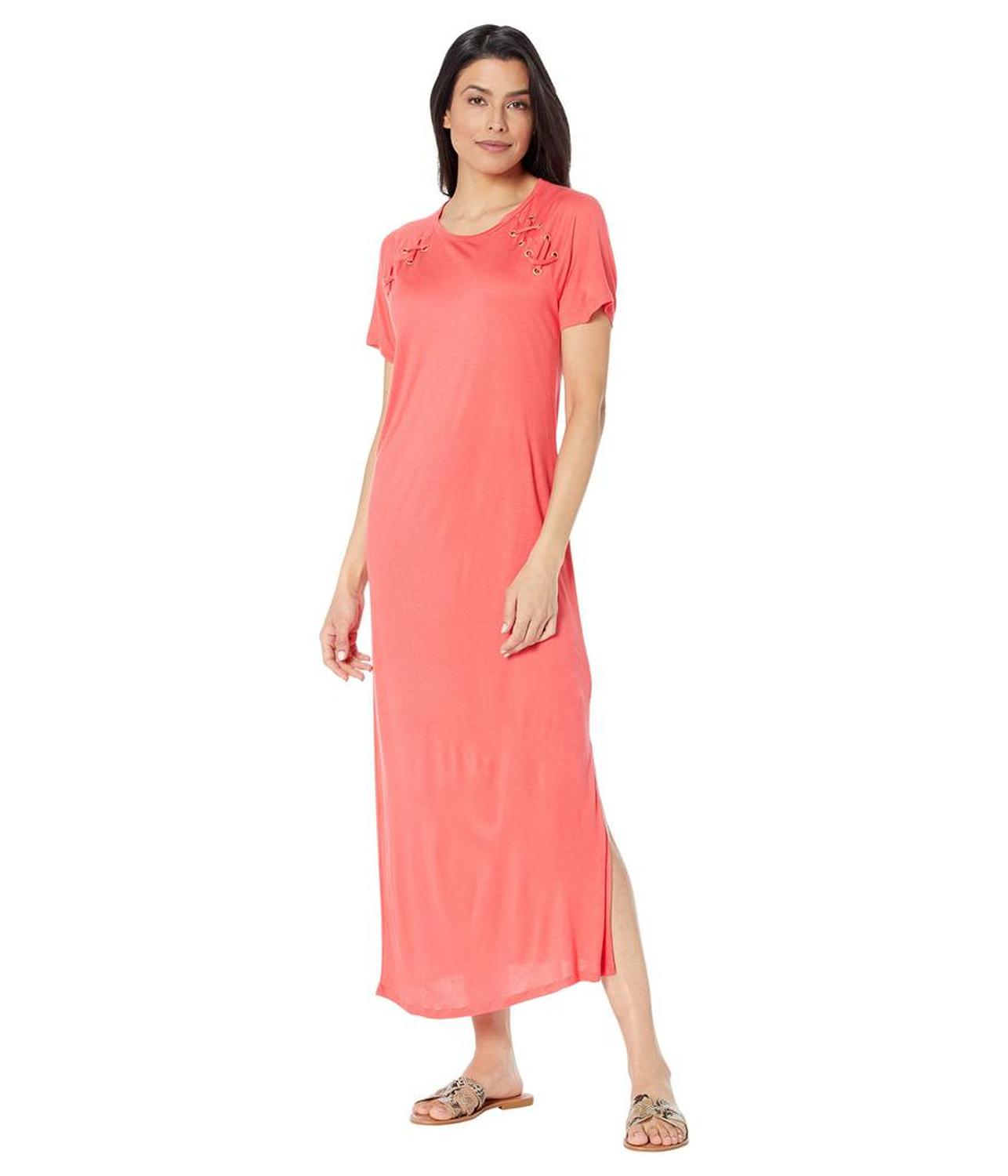 Lace-Up T-Shirt Dress
