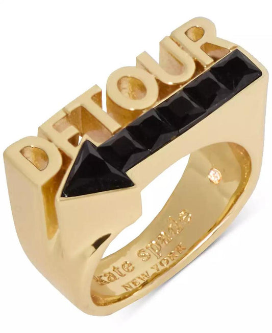 Gold-Tone Jet Cubic Zirconia Detour Statement Ring