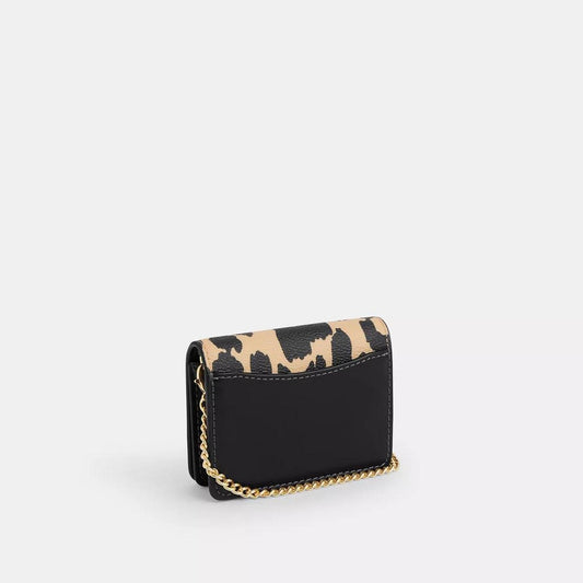 Coach Outlet Mini Wallet On A Chain With Leopard Print